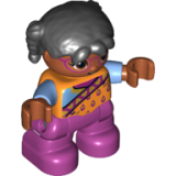 LEGO 47205pb046 Duplo Figure Lego Ville, Child Girl, Dark Pink Legs, Orange Top, Black Hair (10804)