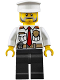 LEGO cty0647 Fire Boat Captain - White Shirt with Red Tie, Badge, Belt, Black Legs, White Police Hat