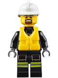 LEGO cty0649 Fire - Reflective Stripes with Utility Belt and Flashlight, Life Preserver, White Fire Helmet, Brown Moustache and Goatee