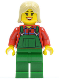 LEGO hol020 Overalls Farmer Green, Tan Female Hair