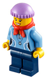 LEGO hol029 Medium Blue Female Shirt with Two Buttons and Shell Pendant, Dark Blue Legs, Red Bandana, Medium Lavender Knit Cap