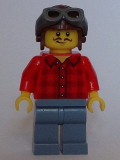 LEGO twn286 Flannel Shirt, Sand Blue Legs, Aviator Helmet